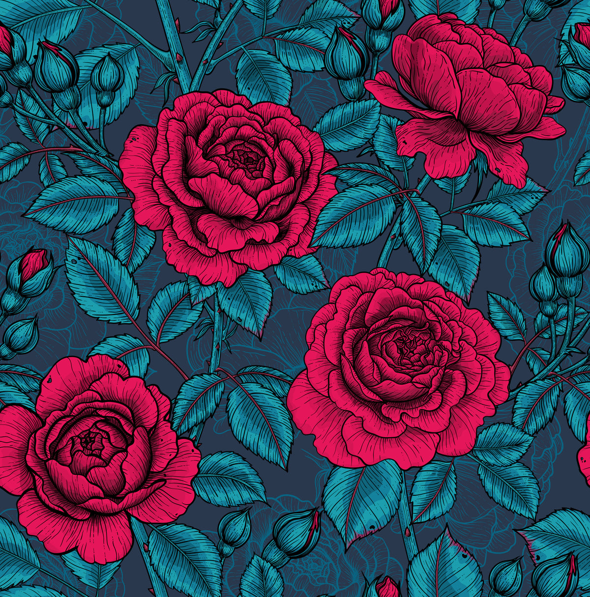 Nocturnal Rose Garden Wallpaper⁠ in your room