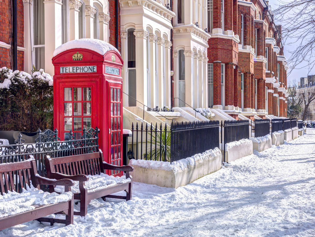 Snowy London Wall Mural in your room — zoomed