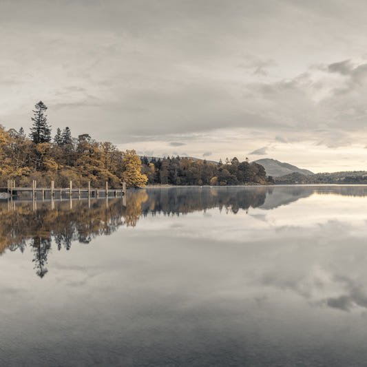 Golden Lakeside Tranquility Wall Mural