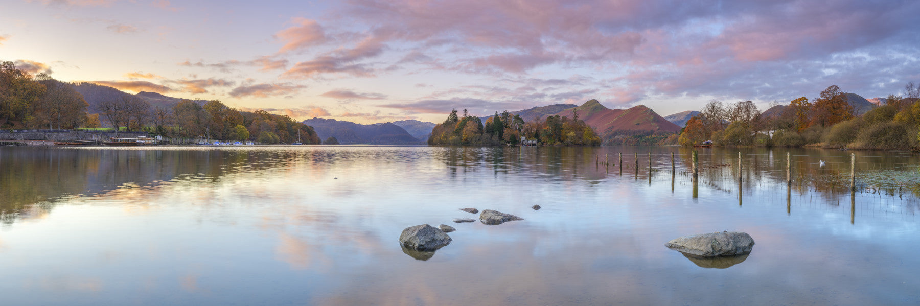 Autumn Lakeside Glow Wall Mural
