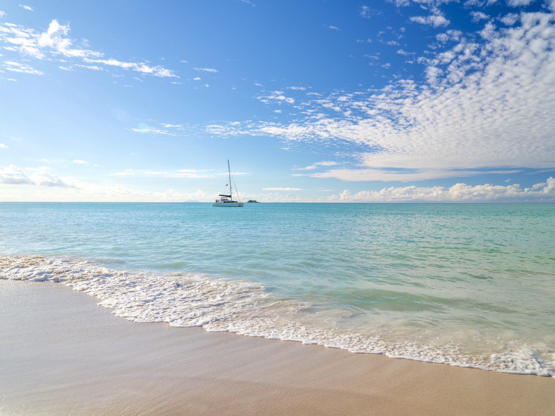 Sandy cove wall mural with turquoise waters and soft beach