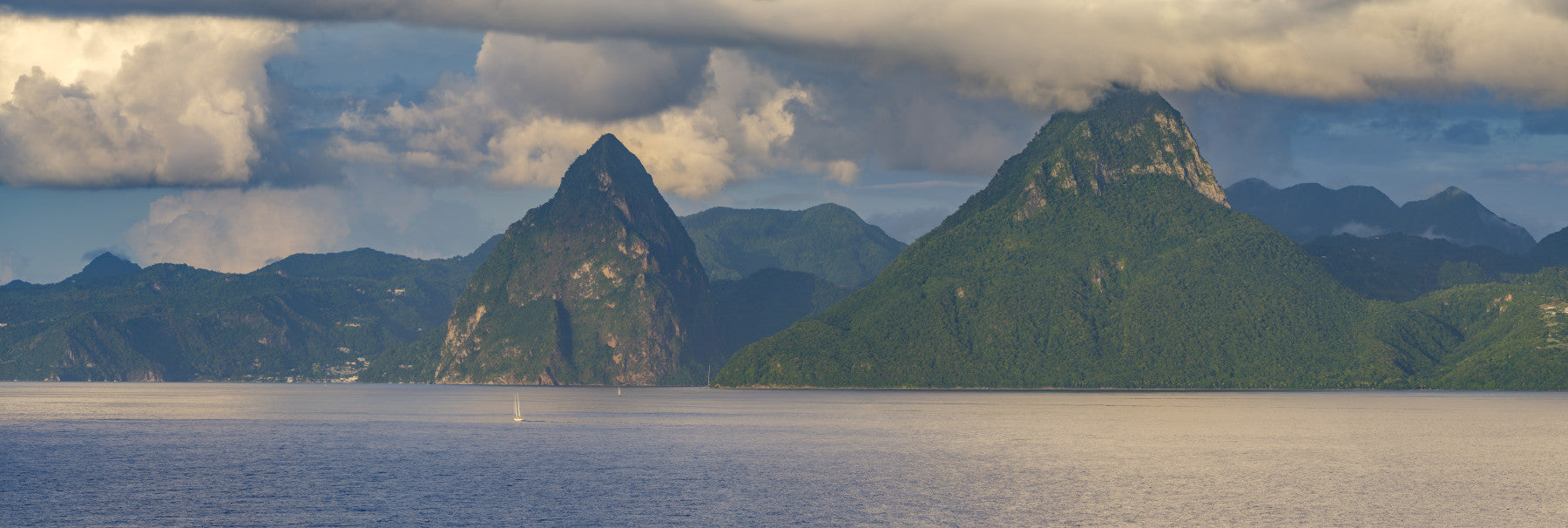 Caribbean Pitons wall mural with tropical sea and mountain view
