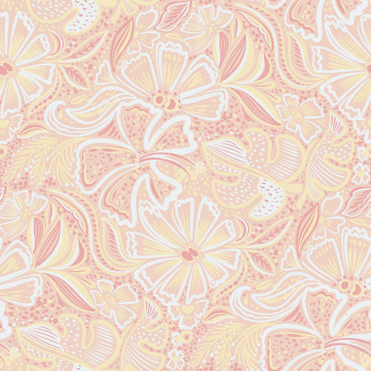 Peachy Floral Whimsy Wallpaper⁠
