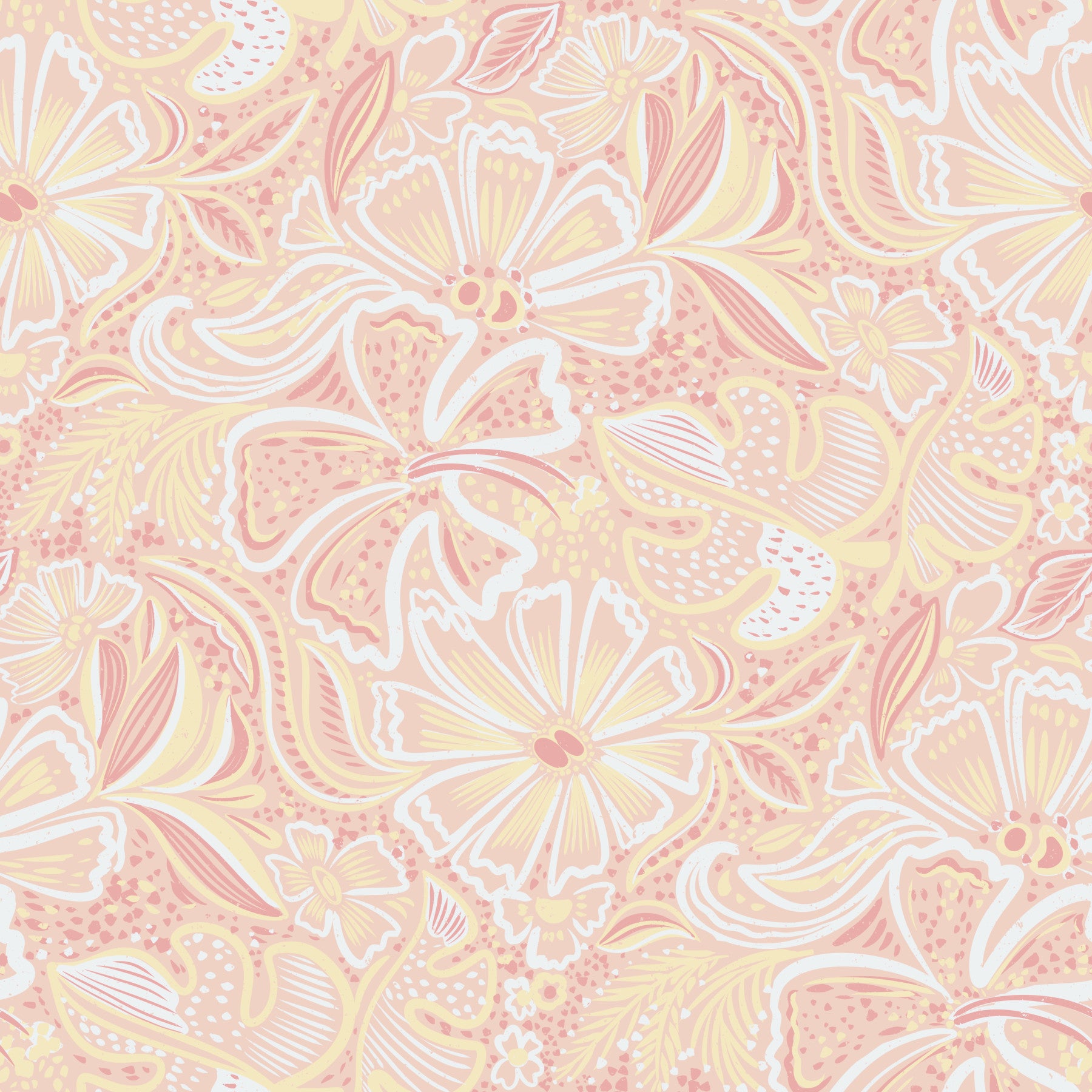 Peachy Floral Whimsy Wallpaper⁠