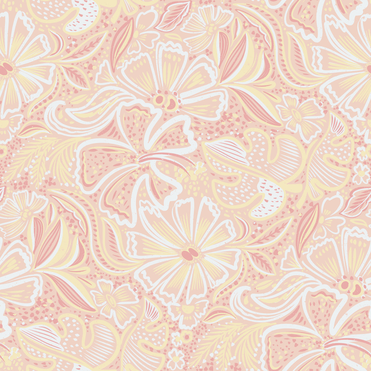 Peachy Floral Whimsy Wallpaper⁠ in your room — zoomed