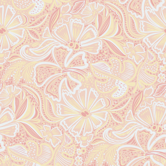 Peachy Floral Whimsy Wallpaper⁠