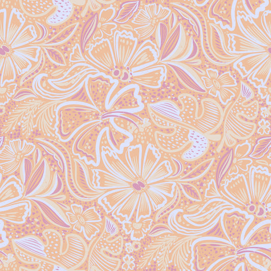 Soft Peach Floral Swirl Wallpaper⁠