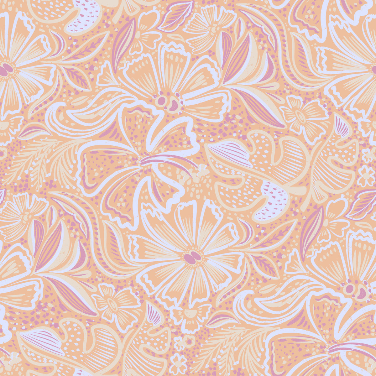 Soft Peach Floral Swirl Wallpaper⁠ in your room