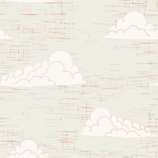 Mid Century Cloud Sky Cream Wall Mural