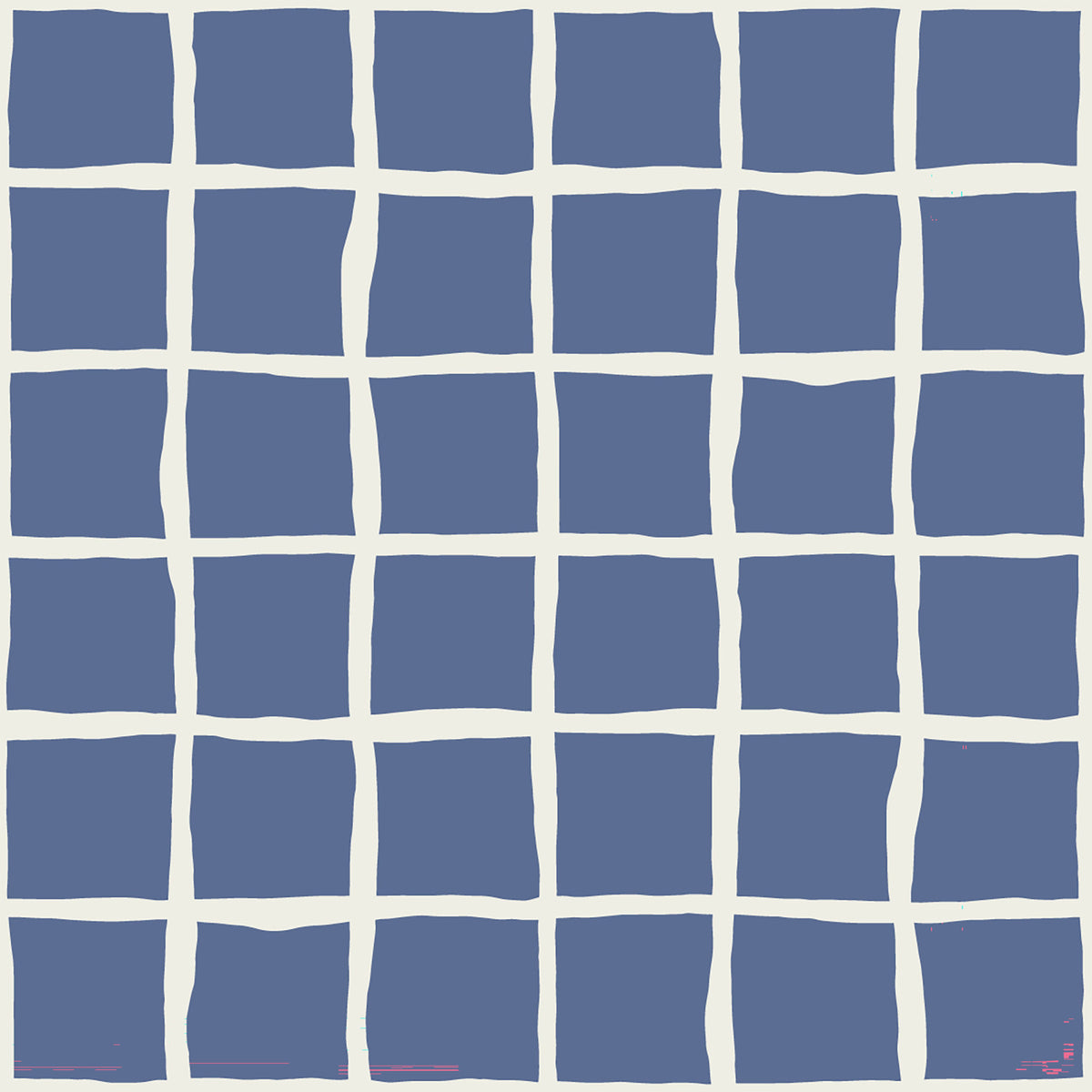 Mid Century Wavy Grid Dusty Blue Wallpaper in your room — zoomed