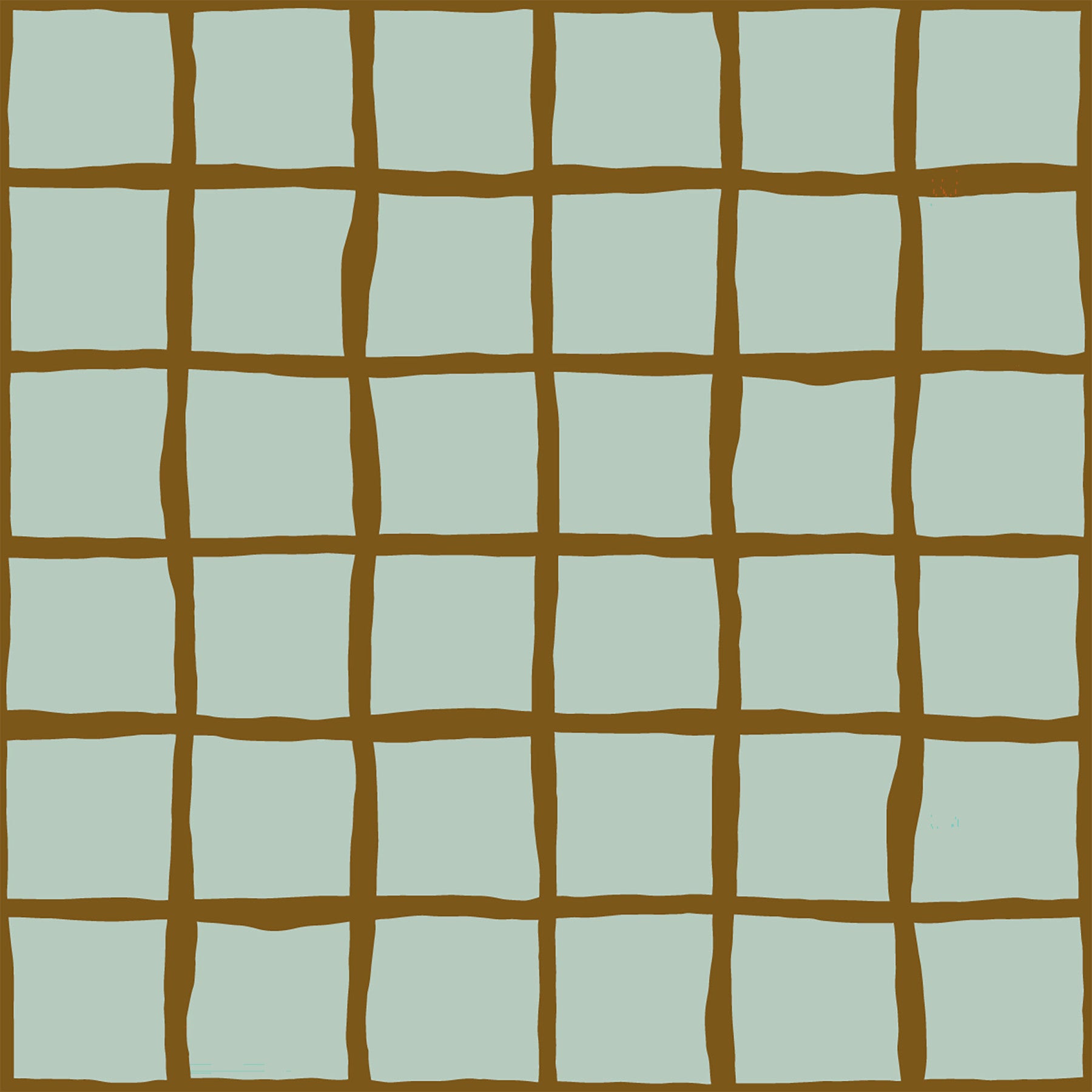 Mid Century Wavy Grid Soft Sage wallpaper warms a relaxed living room.