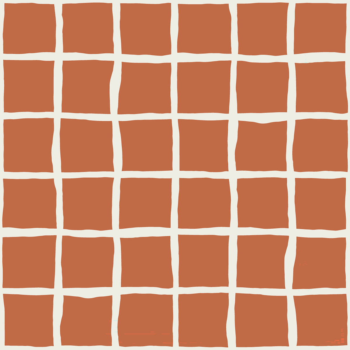 Mid Century Wavy Grid Terracotta Wallpaper in your room