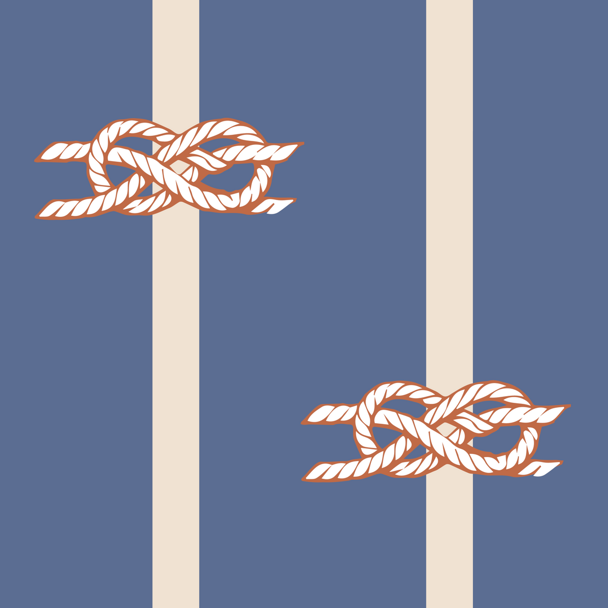 Nautical Rope Stripe Dusty Blue Wallpaper in your room — zoomed