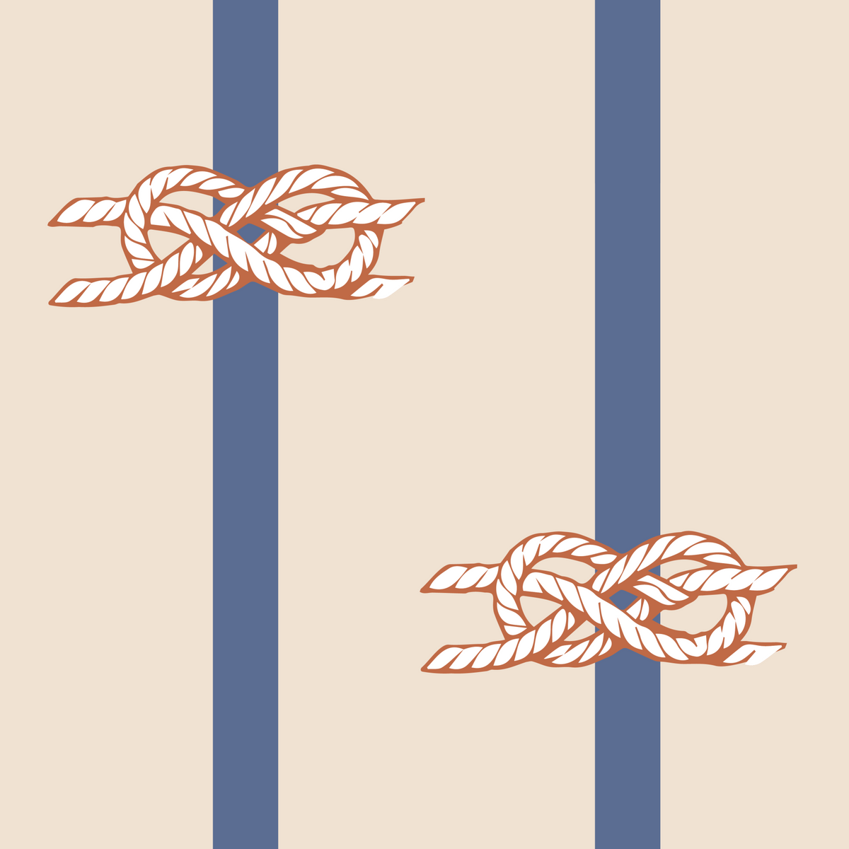 Nautical Rope Stripe Beige Navy Wallpaper