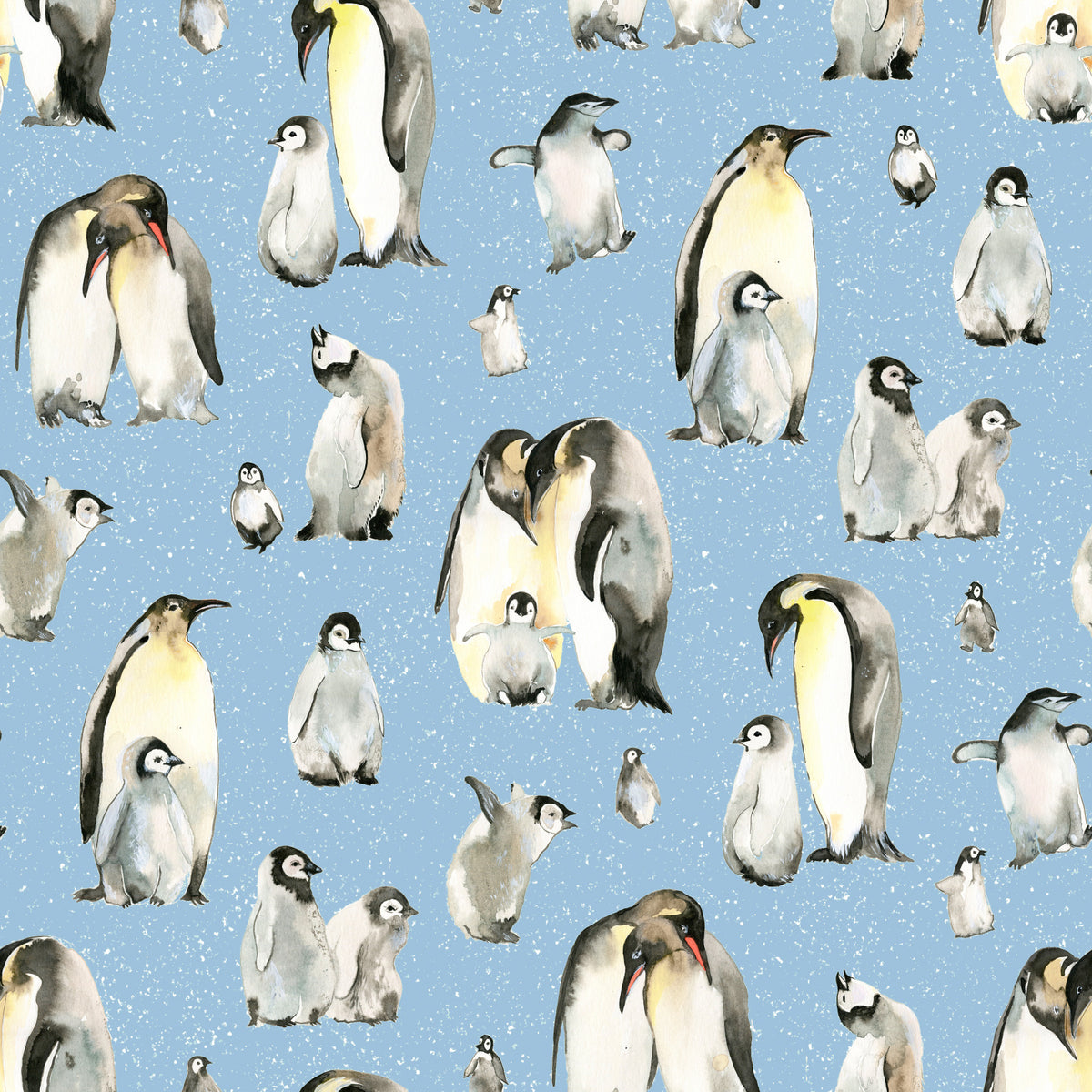 Penguin Family Soft Blue Wallpaper⁠