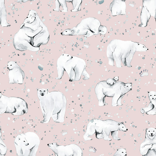 Sweet Arctic Bears Dreams Pink Wallpaper⁠