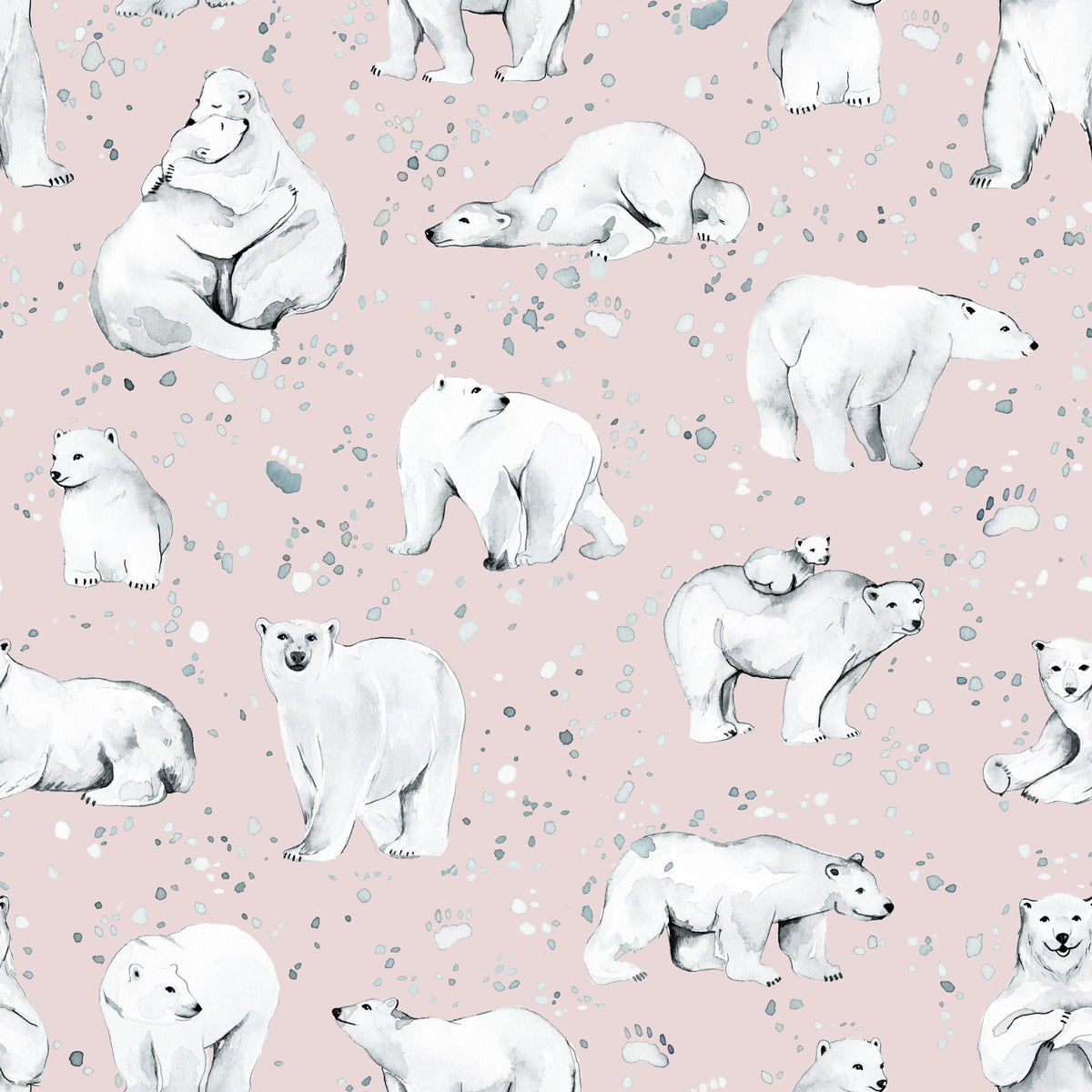 Sweet Arctic Bears Dreams Pink Wallpaper⁠