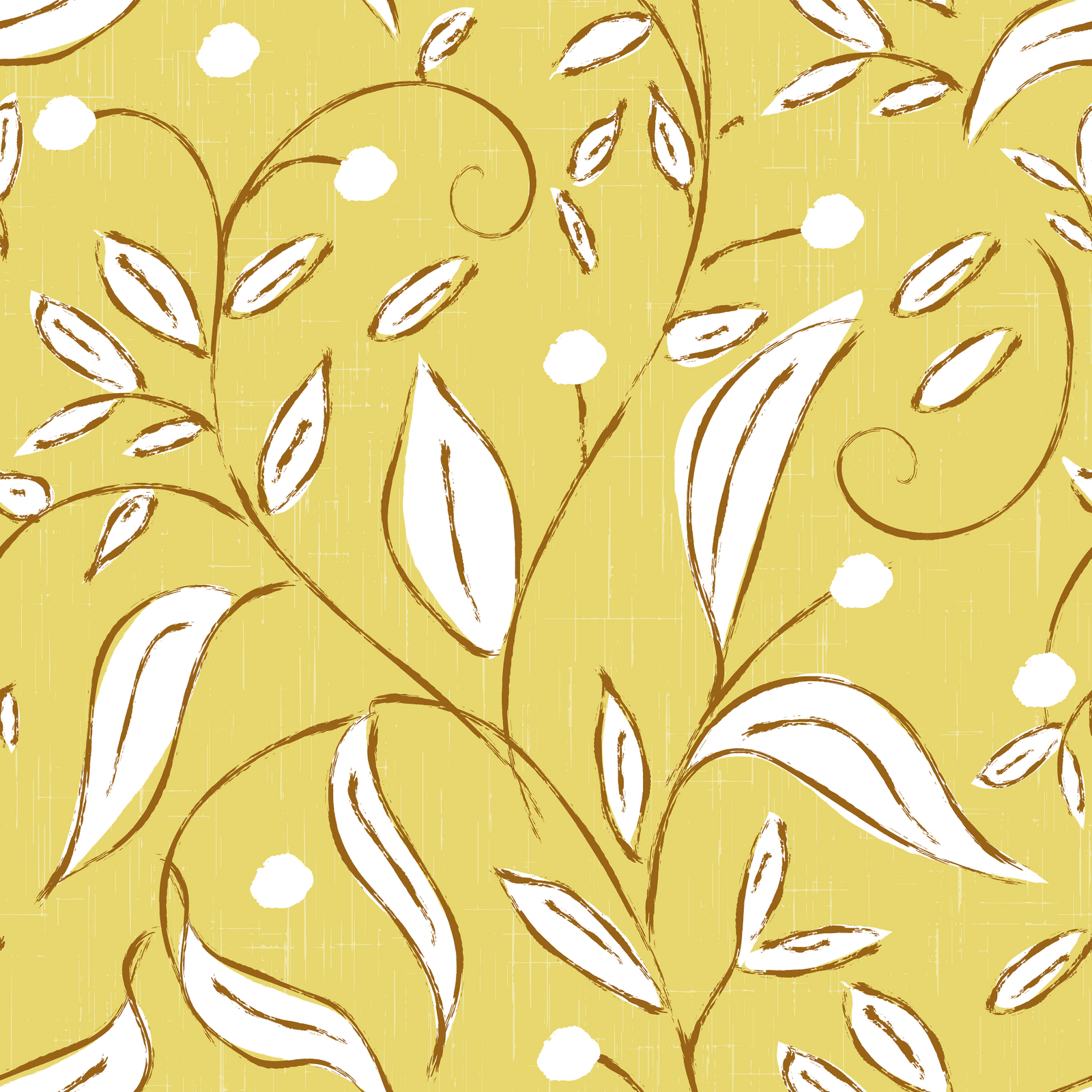 Butter Yellow Botanical Vine Scandinavian Wallpaper⁠