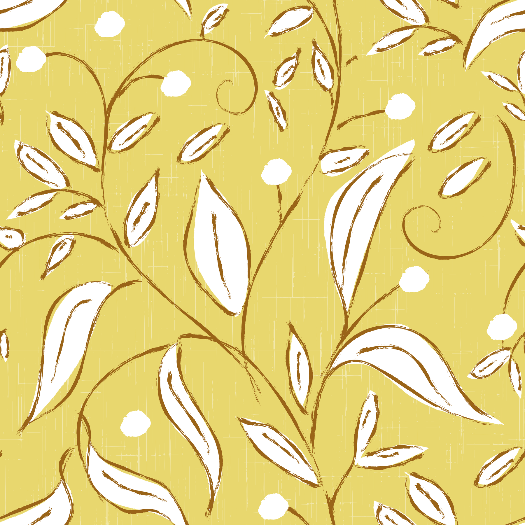 Butter Yellow Botanical Vine Scandinavian Wallpaper⁠ in your room — zoomed