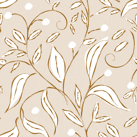 Beige Botanical Vine Scandinavian Neutral Wallpaper⁠