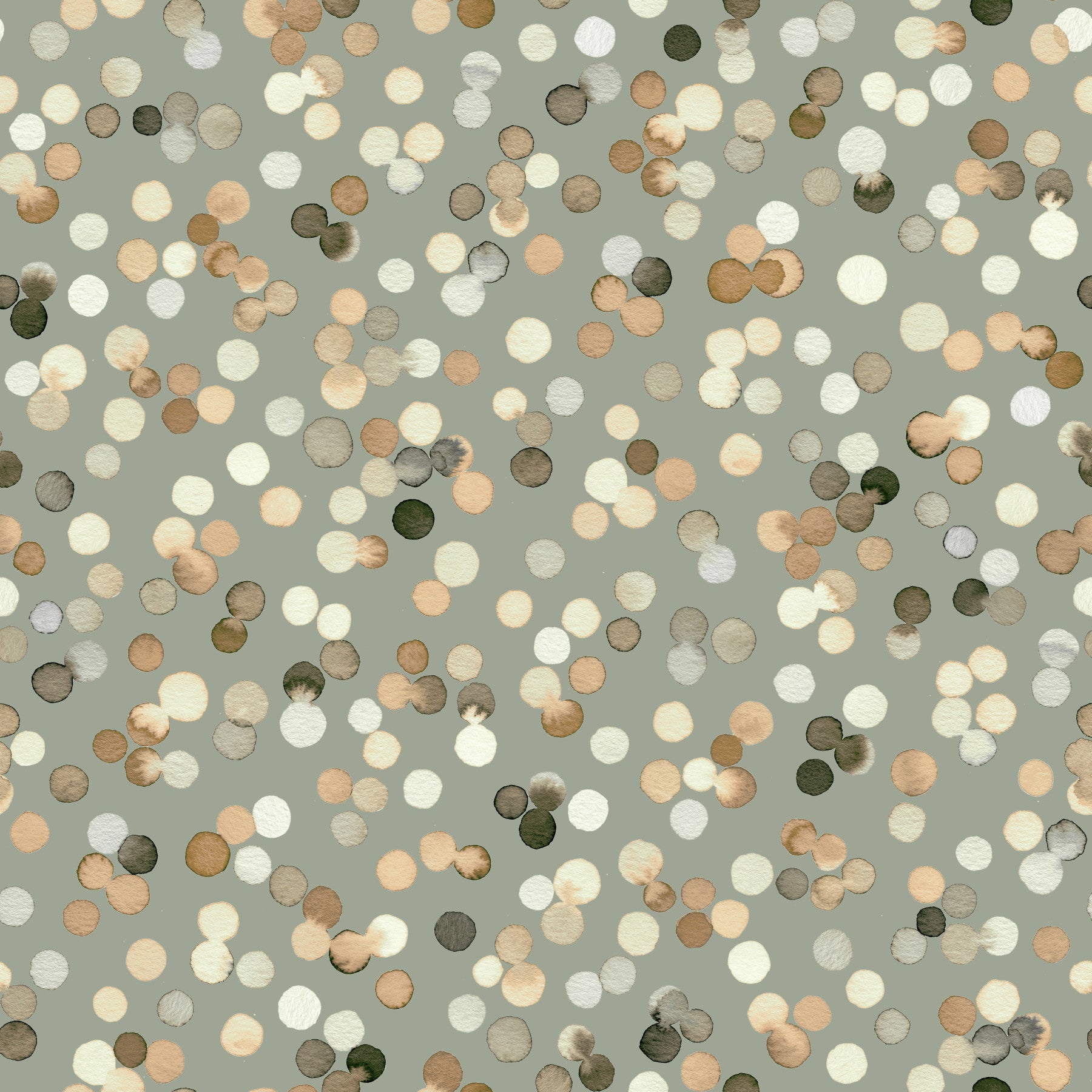 Sage and Sand Watercolor Polka Dots Wallpaper⁠ in your room — zoomed