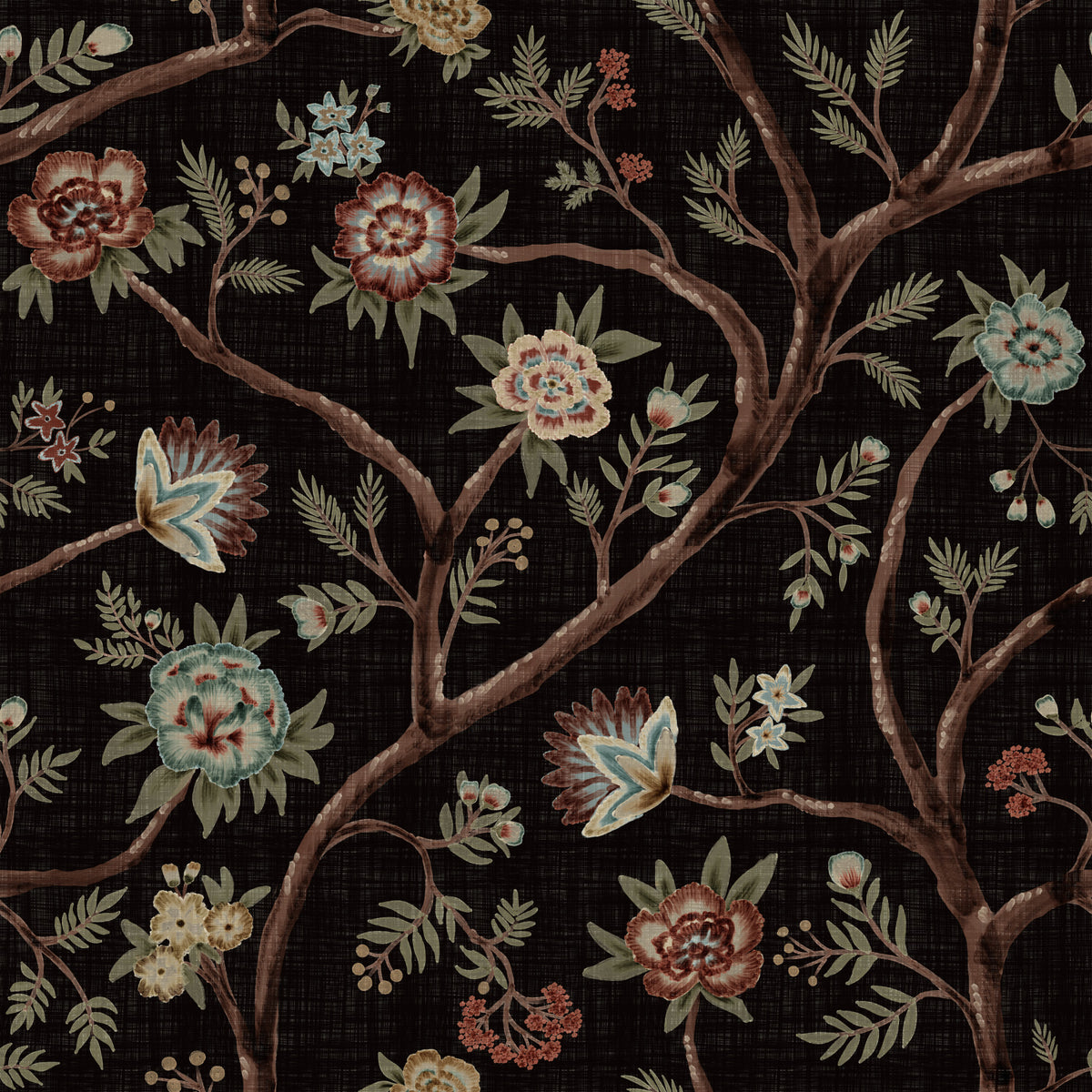 Never Ending Tree Chintz Revival Dark Wall Mural in your room — zoomed