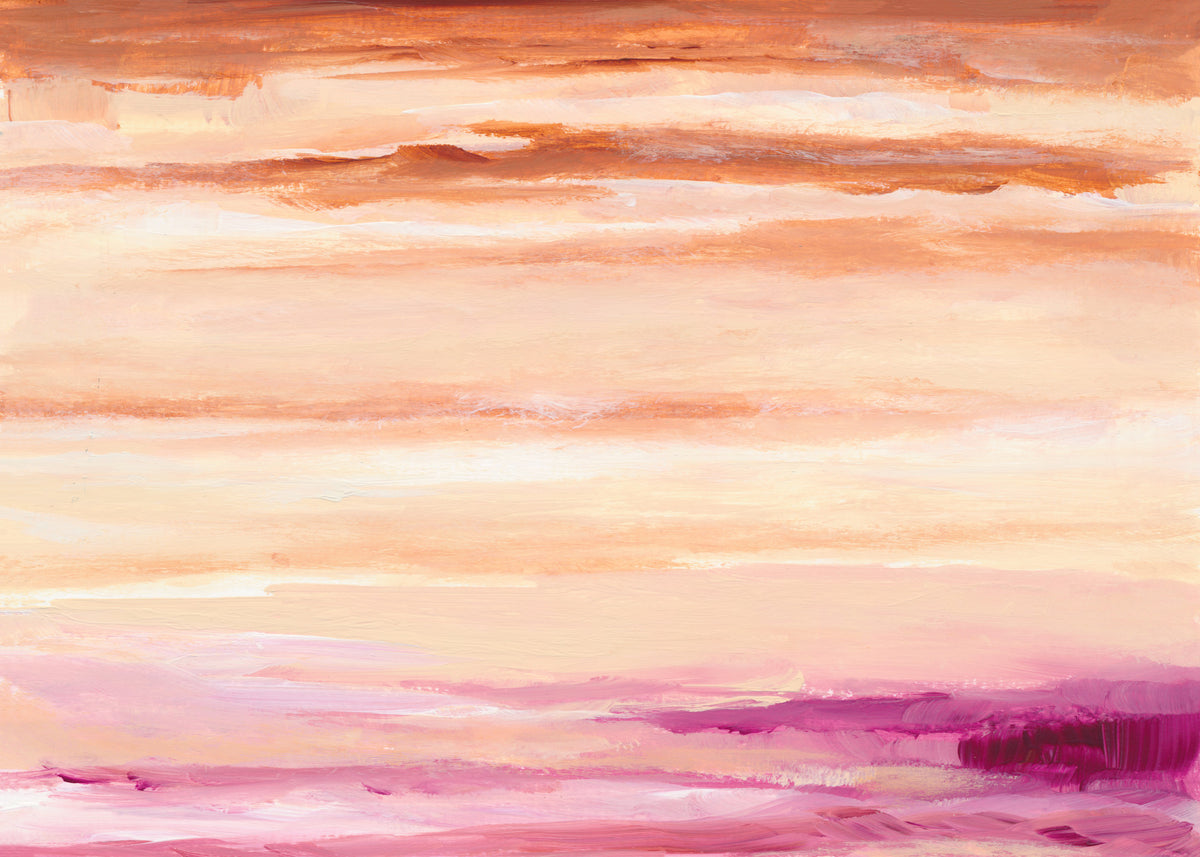 Sunset Horizon Abstract Terracotta Wall Mural in your room — zoomed