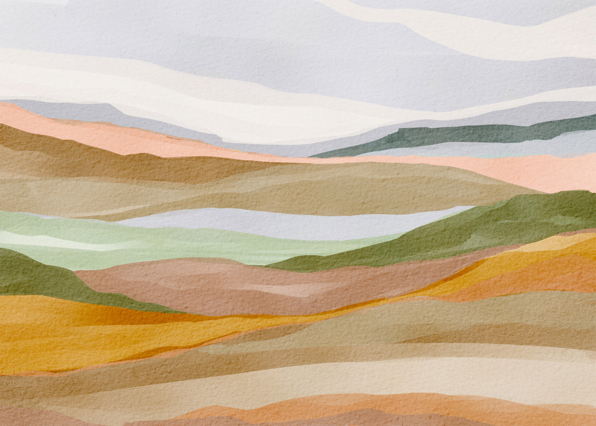 Serene Terracotta and Sage Painted Hills Wall Mural in your room — zoomed