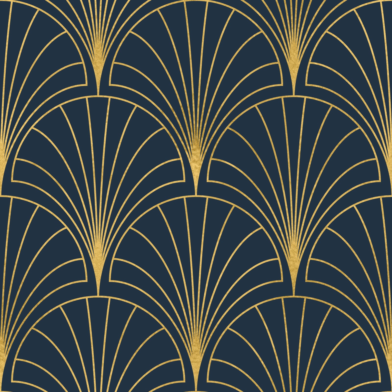 Regal Gatsby Midnight Blue and Gold Wallpaper⁠