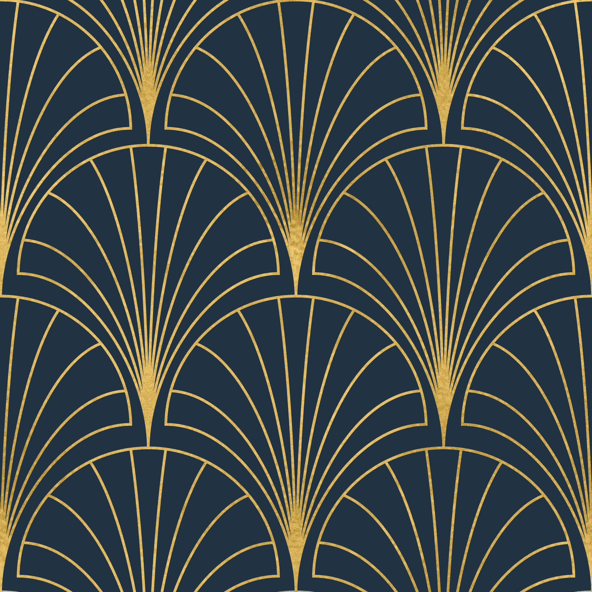 Regal Gatsby Midnight Blue and Gold Wallpaper⁠