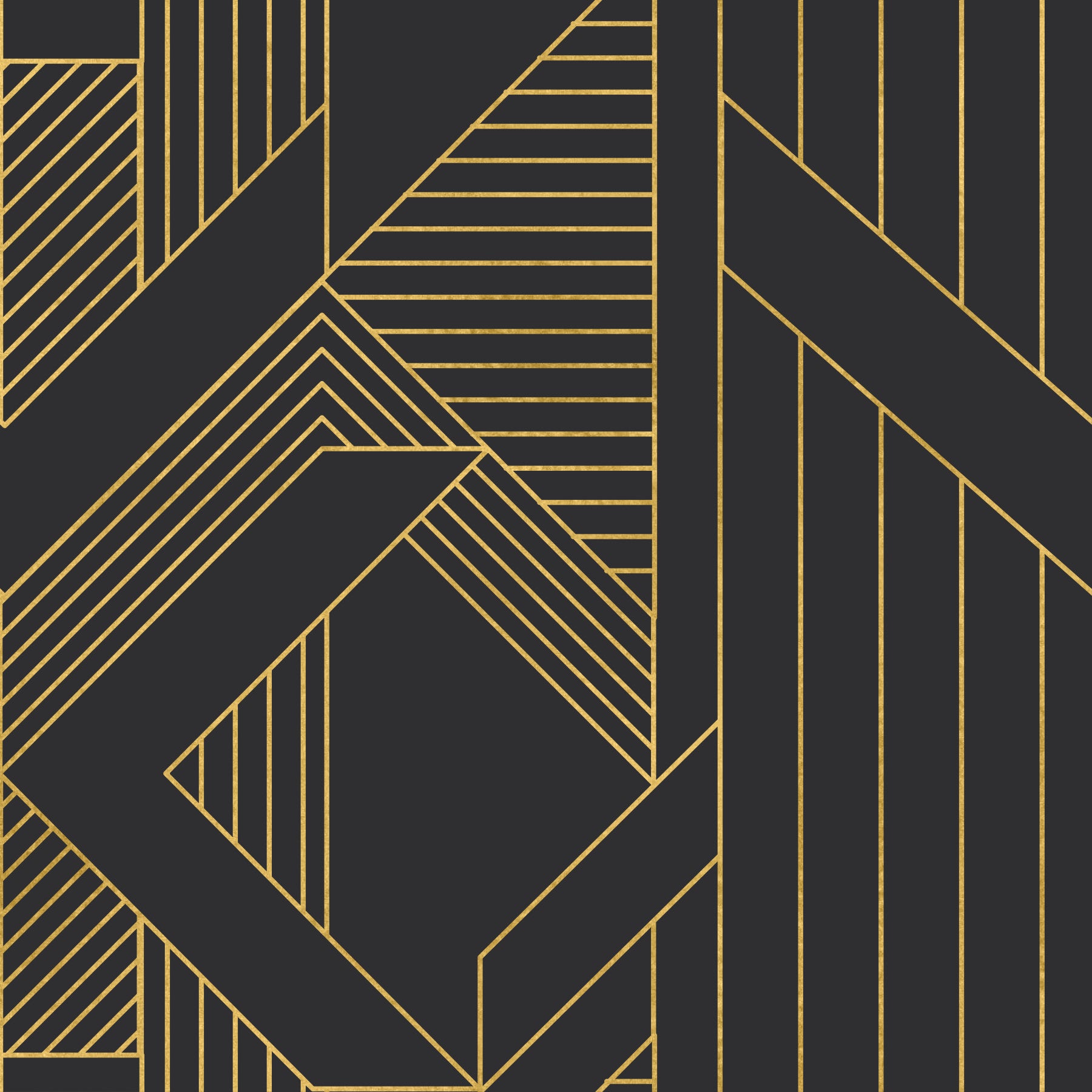Golden Era Art Deco Geometric Wallpaper in your room — zoomed