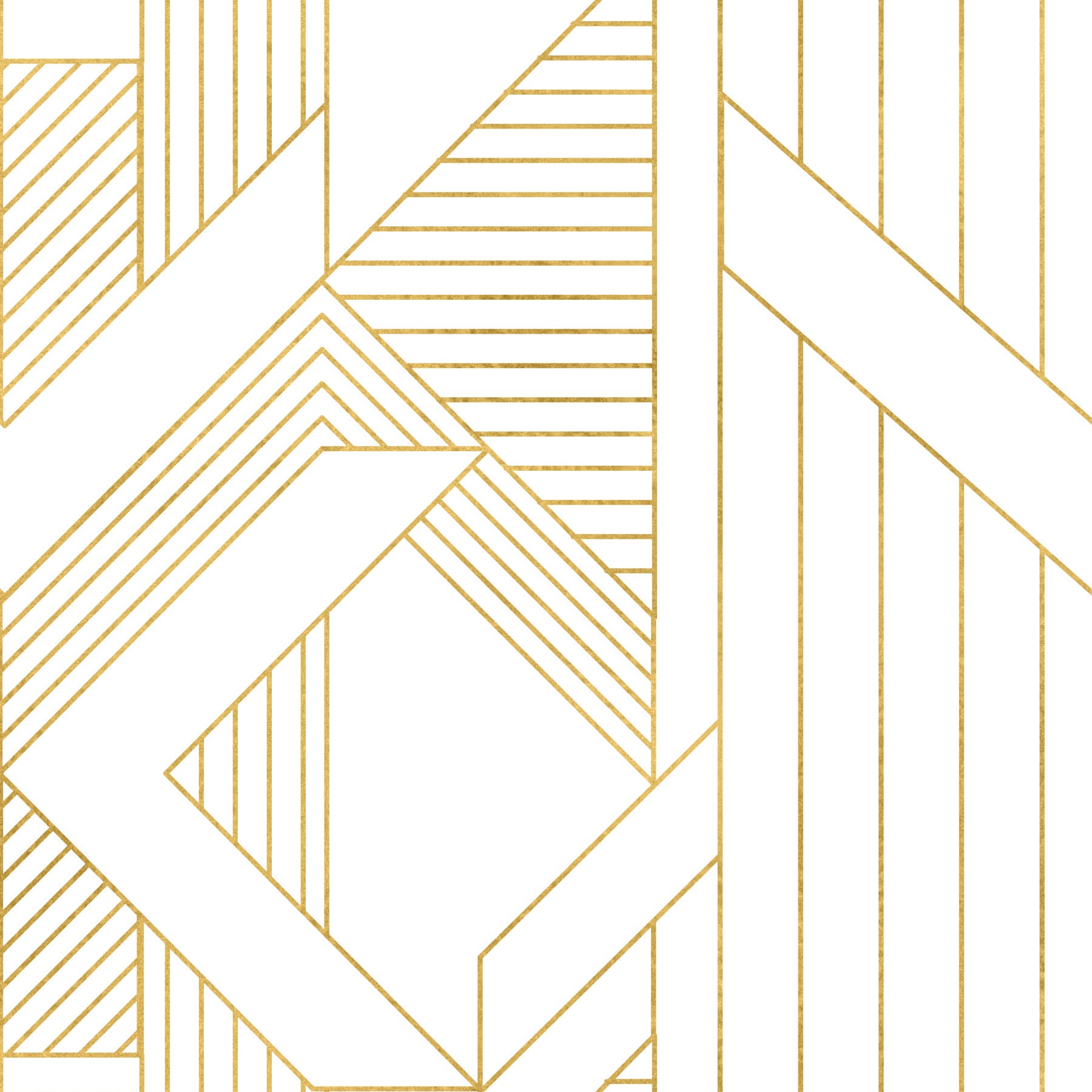 Deco Lines Gold and White Geometric Wall Art Wallpaper⁠