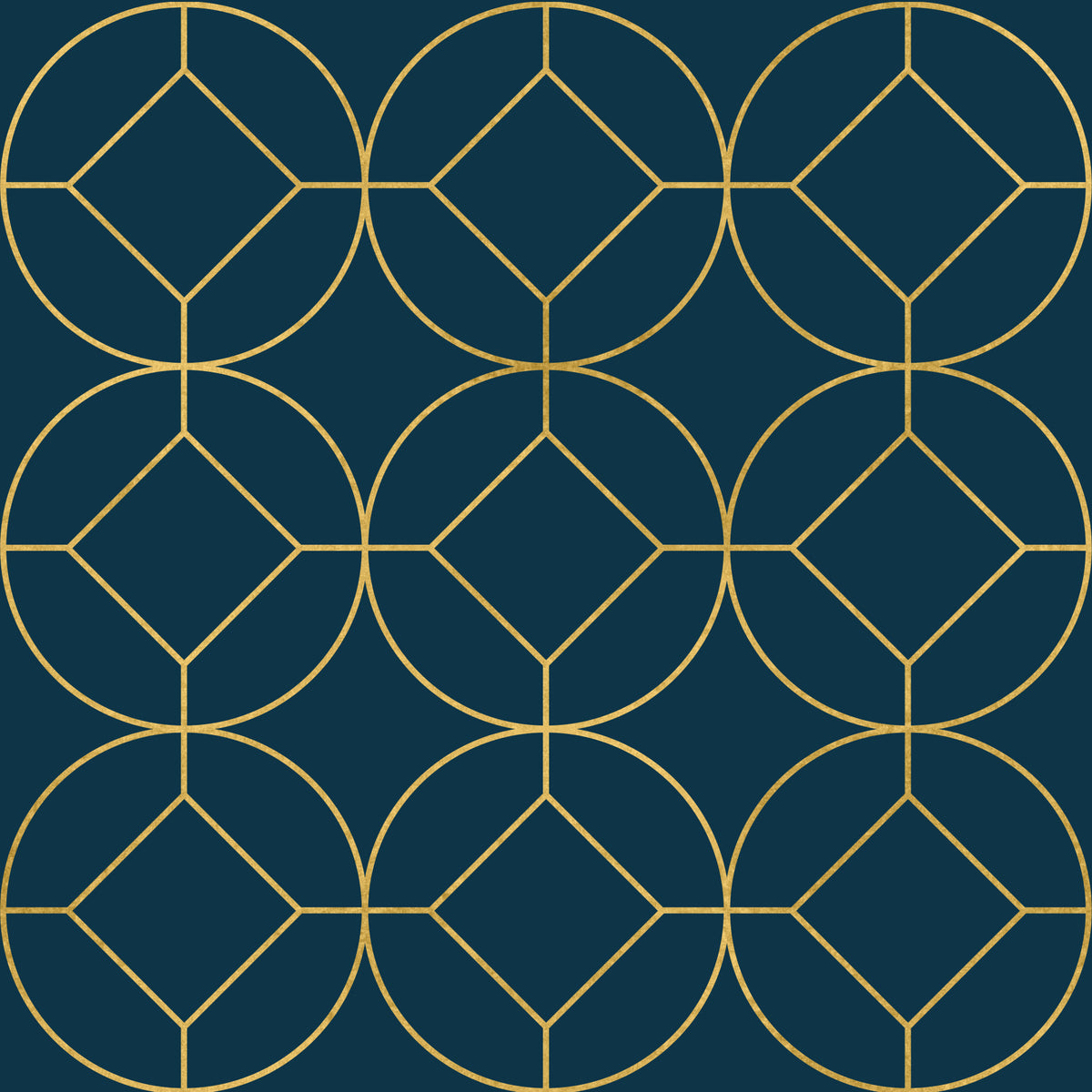 Art Deco Navy and Gold Geometric Wallpaper