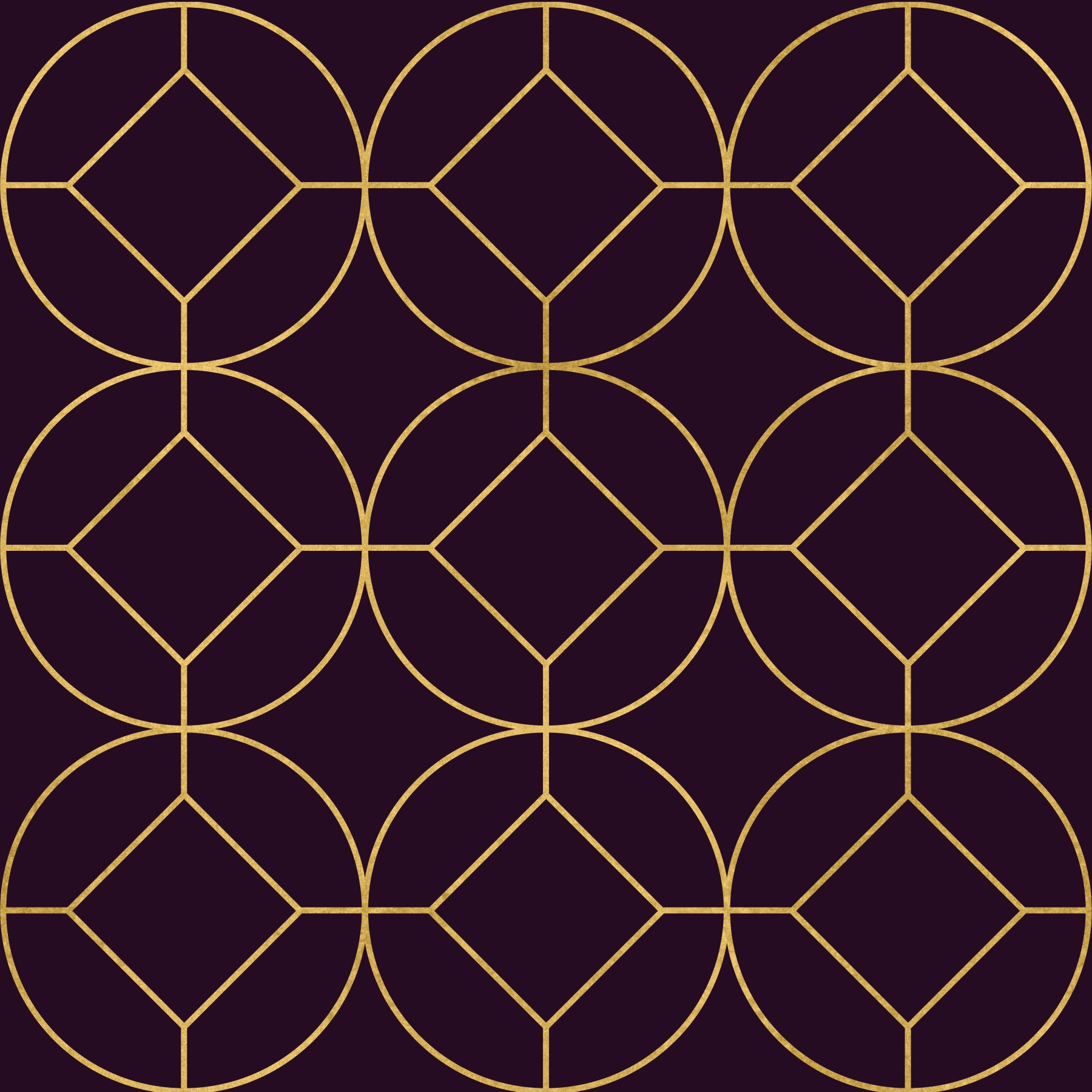 Art Deco Gold and Plum Geometric Wallpaper