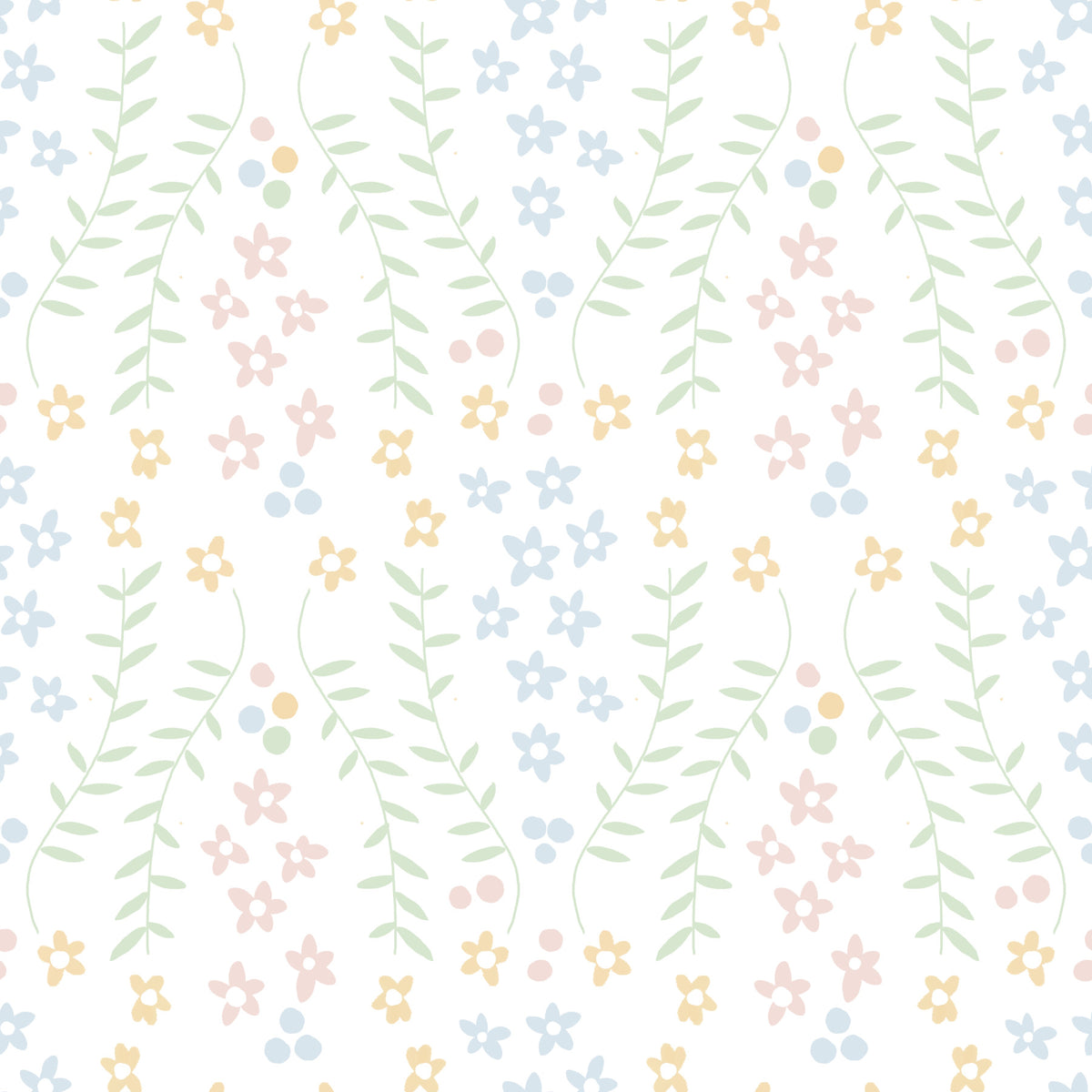 Sweet Scandinavian Floral Vines Wallpaper⁠ in your room