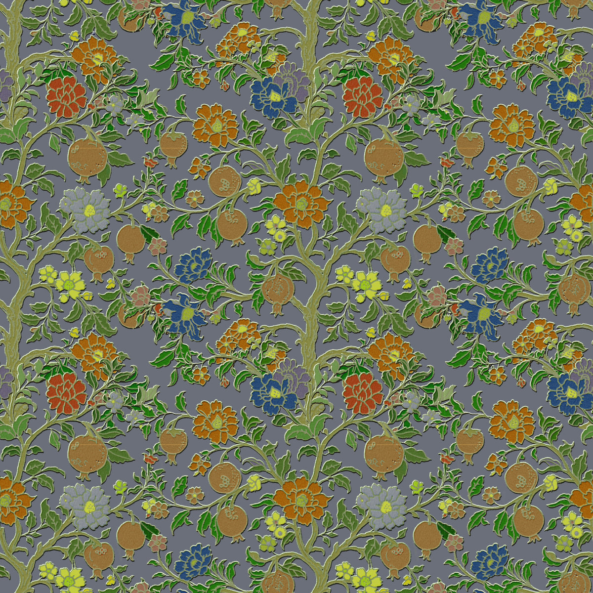 Vintage Chinoiserie Pomegranate Floral Wallpaper in your room