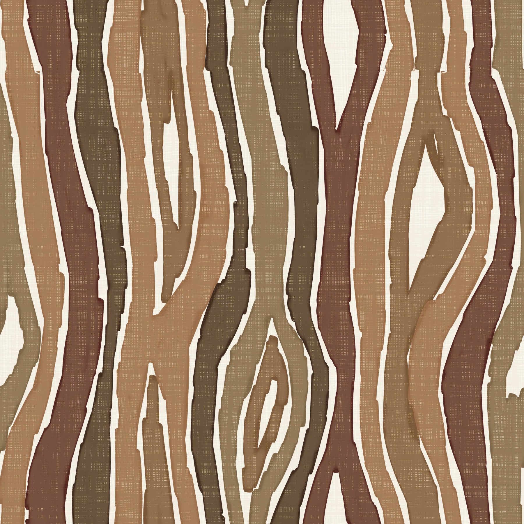 Organic Wavy Woodgrain Vertical Stripes - Earthy Bark Wallpaper⁠