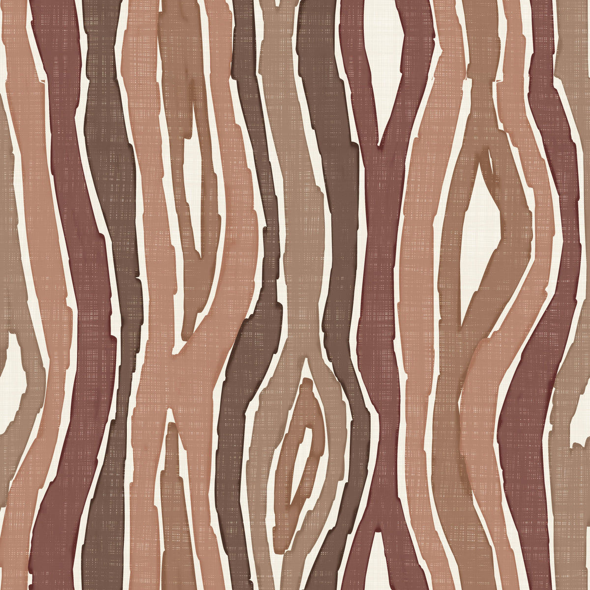 Organic Wavy Woodgrain Vertical Stripes - Earthy Clay Wallpaper⁠ in your room