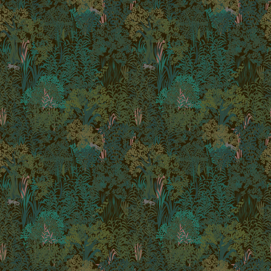 Enchanted Forest Walk: Deep Green Botanical Wallpaper⁠
