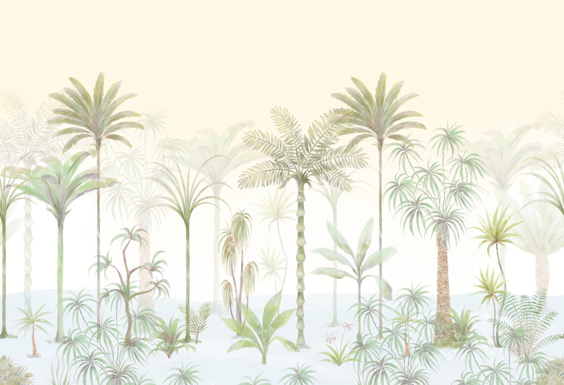 Whispering Palms Watercolor Jungle Wall Mural