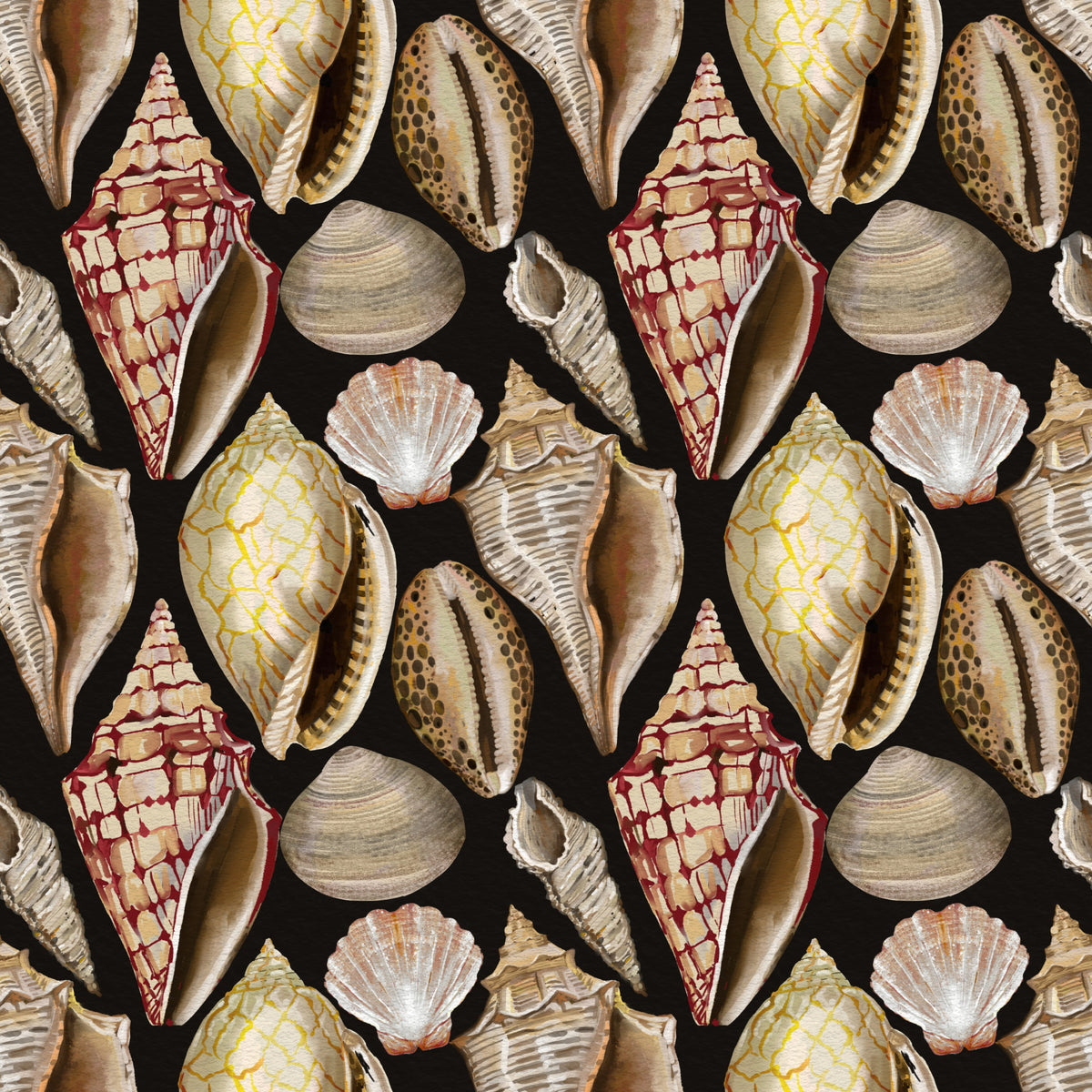 Moody Vintage Seashells Wallpaper⁠