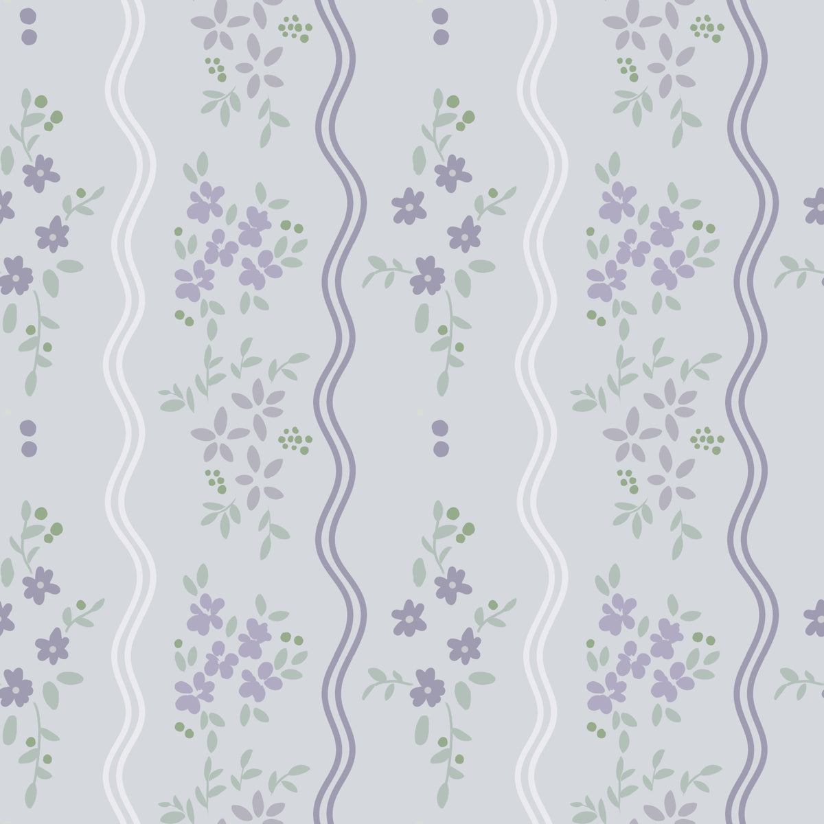 Vintage Lavender Trails Floral Wallpaper⁠