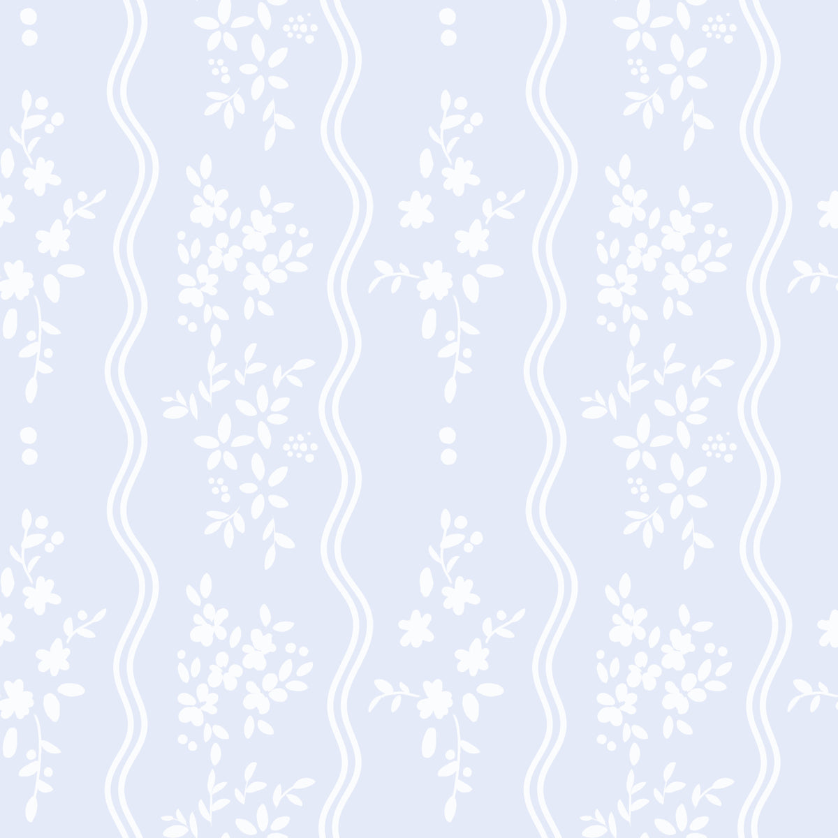 Whispering Meadow Pastel Blue Floral Stripe Wallpaper⁠ in your room — zoomed