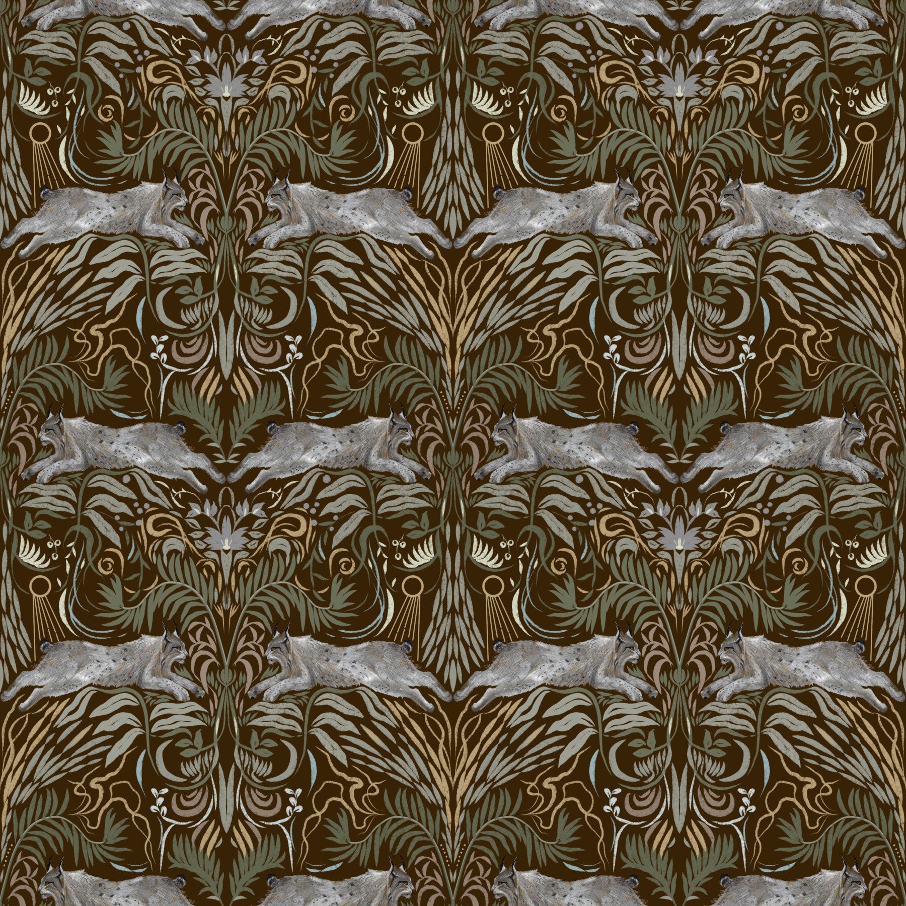 Enchanted Forest Lynx Tapestry Wallpaper Wallpaper⁠