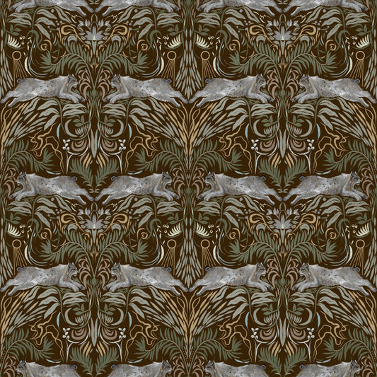 Enchanted Forest Lynx Tapestry Wallpaper Wallpaper⁠