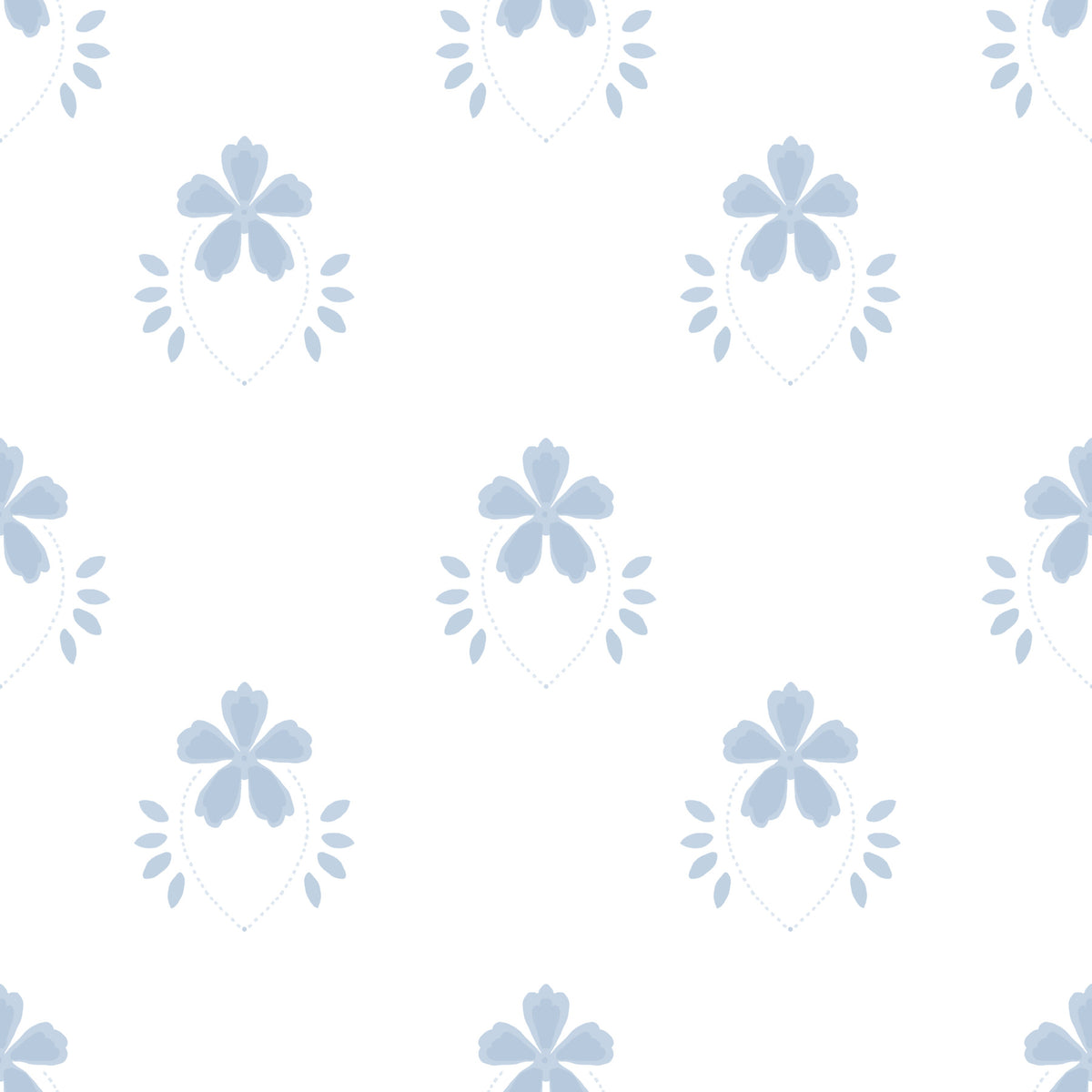 Serene Scandi Blue Blossom Wallpaper⁠ in your room — zoomed