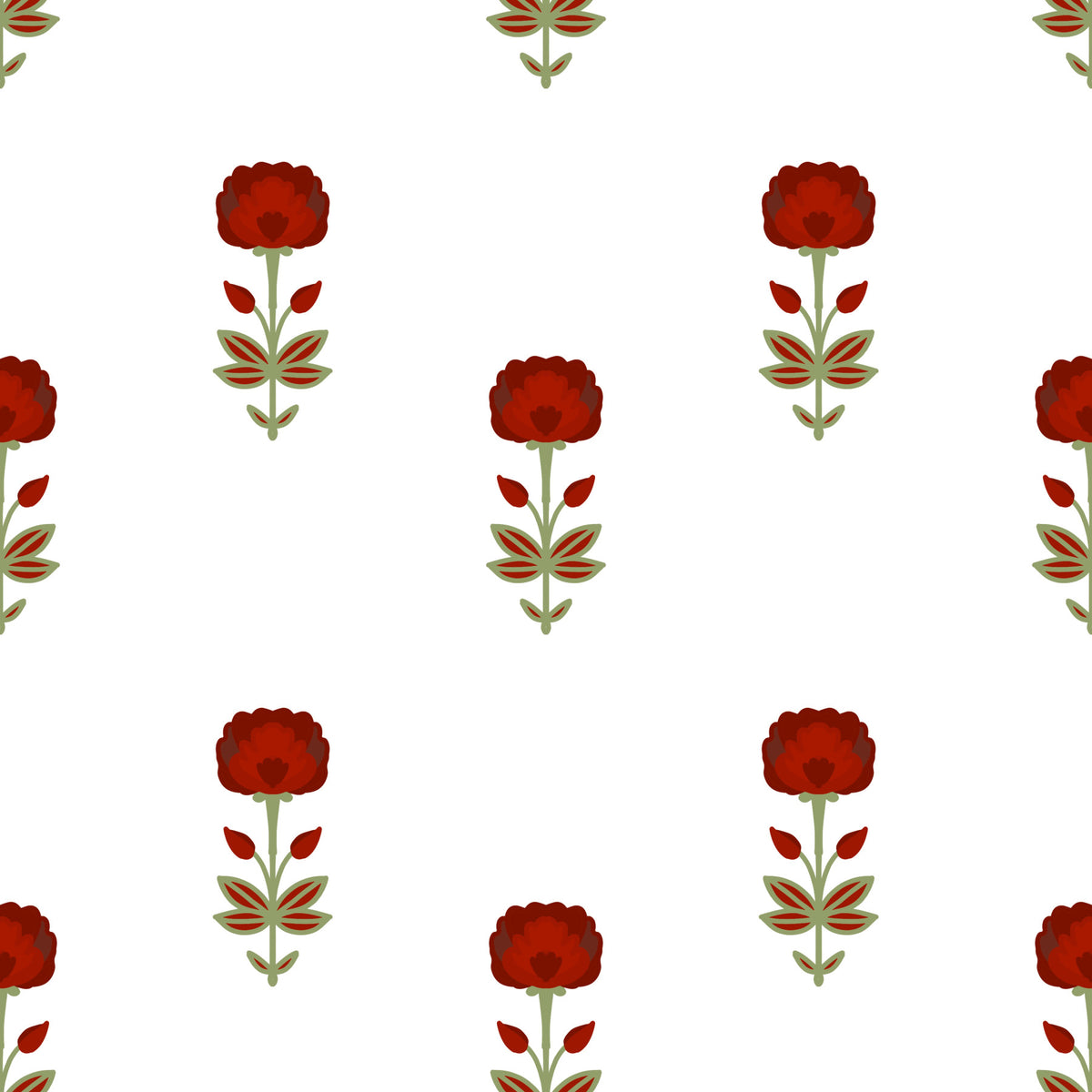 Red Mughal Blossom Wallpaper⁠ in your room — zoomed