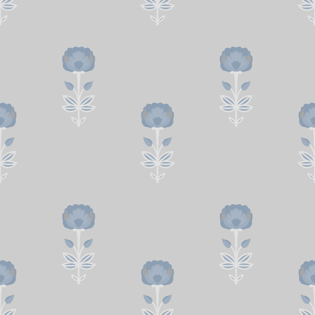 Blue Blossom Indian Block Print Wallpaper⁠ in your room