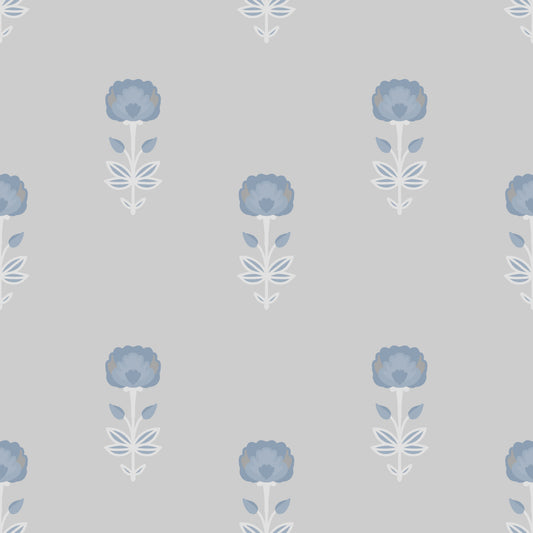 Blue Blossom Indian Block Print Wallpaper Wallpaper⁠