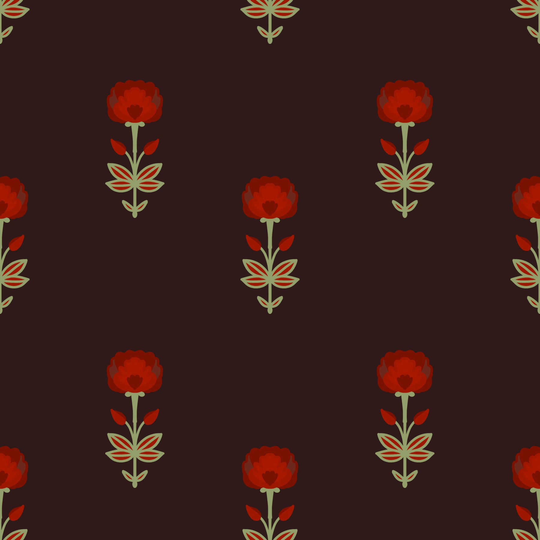 Crimson Mughal Blooms Wallpaper Wallpaper⁠